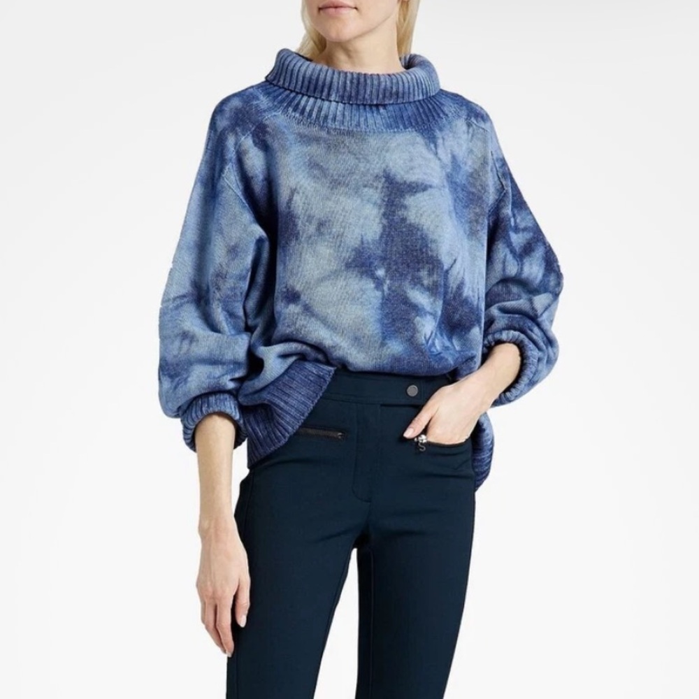 Holden Merino Wool Indigo Tie-Dye Turtleneck Sweater